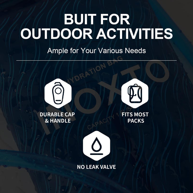 INOXTO 1.5L/2L/3L Hydration Bladder, Water Bladder with Water Reservoir Hose Insulator & High Flow Bite Valve for Hiking Backpack, Leak Proof 1.5/2L/3L Water Reservoir for Camping Cycling Running - Image 3